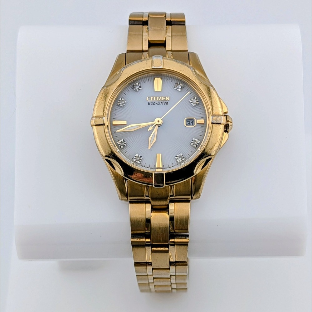 Citizen Silhouette Sport Eco-Drive Diamond Gold-Tone Watch E013-S090300 7.25"